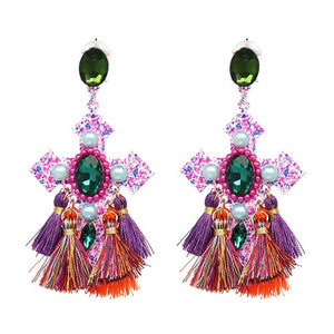 Boho Tassel African Earrings Jewelry Ethnic Crystal Earring