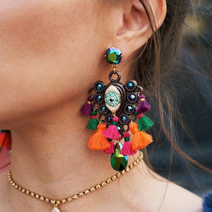 Boho Tassel African Earrings Jewelry Ethnic Crystal Earring