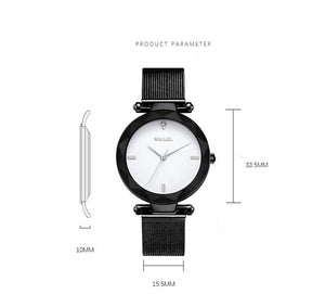 Elegant Temperament Simple Quartz Ladies Metal Mesh Strap Watch