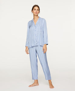 Pajamas Simple White Ice Silk Satin Fabric Long-sleeved Trousers