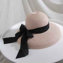 Load image into Gallery viewer, Bell Shaped Straw Hat Lady Big Bow Spring And Summer
