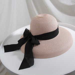 Bell Shaped Straw Hat Lady Big Bow Spring And Summer