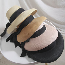 Load image into Gallery viewer, Bell Shaped Straw Hat Lady Big Bow Spring And Summer
