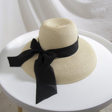 Load image into Gallery viewer, Bell Shaped Straw Hat Lady Big Bow Spring And Summer
