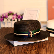 Load image into Gallery viewer, Hat Female White Big Brim Flat Top Hat
