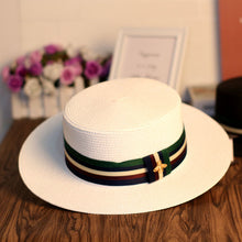 Load image into Gallery viewer, Hat Female White Big Brim Flat Top Hat
