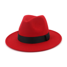 Load image into Gallery viewer, European And American Fashion Black Tweed Top Hat Flat Eaves Big Eaves Hat Jazz Hat
