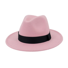 Load image into Gallery viewer, European And American Fashion Black Tweed Top Hat Flat Eaves Big Eaves Hat Jazz Hat
