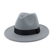 Load image into Gallery viewer, European And American Fashion Black Tweed Top Hat Flat Eaves Big Eaves Hat Jazz Hat
