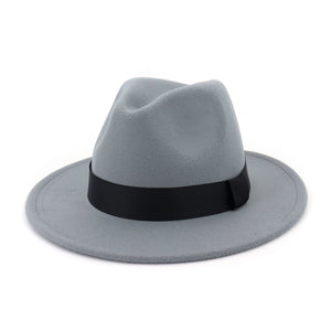 European And American Fashion Black Tweed Top Hat Flat Eaves Big Eaves Hat Jazz Hat