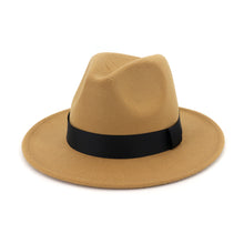 Load image into Gallery viewer, European And American Fashion Black Tweed Top Hat Flat Eaves Big Eaves Hat Jazz Hat
