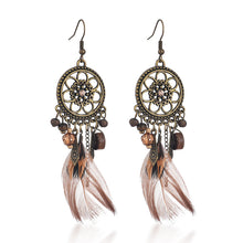Load image into Gallery viewer, Diamond-Studded Wood Bead Earrings Earrings Feather Earrings Female Jewelry
