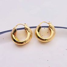 Load image into Gallery viewer, Cross Loop Hoop Earrings Feminine Exaggeration Earrings 18K Gold Plated Indifference Earrings
