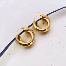Load image into Gallery viewer, Cross Loop Hoop Earrings Feminine Exaggeration Earrings 18K Gold Plated Indifference Earrings
