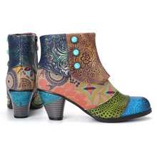 Load image into Gallery viewer, British-Style Floral Matching Shoes With Round Head And Square Heels
