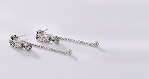 Silver Retro Personality Xiangyun Ltus Simple Art Female Antique Matte Earrings Earrings Earrings
