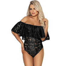 Load image into Gallery viewer, Sexy One-piece Off-the-shoulder Pajamas With Lotus Leaf Collar

