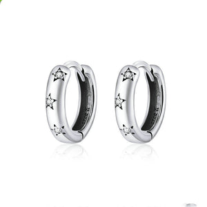 Simple And Small Sterling Silver Earrings Star Earrings