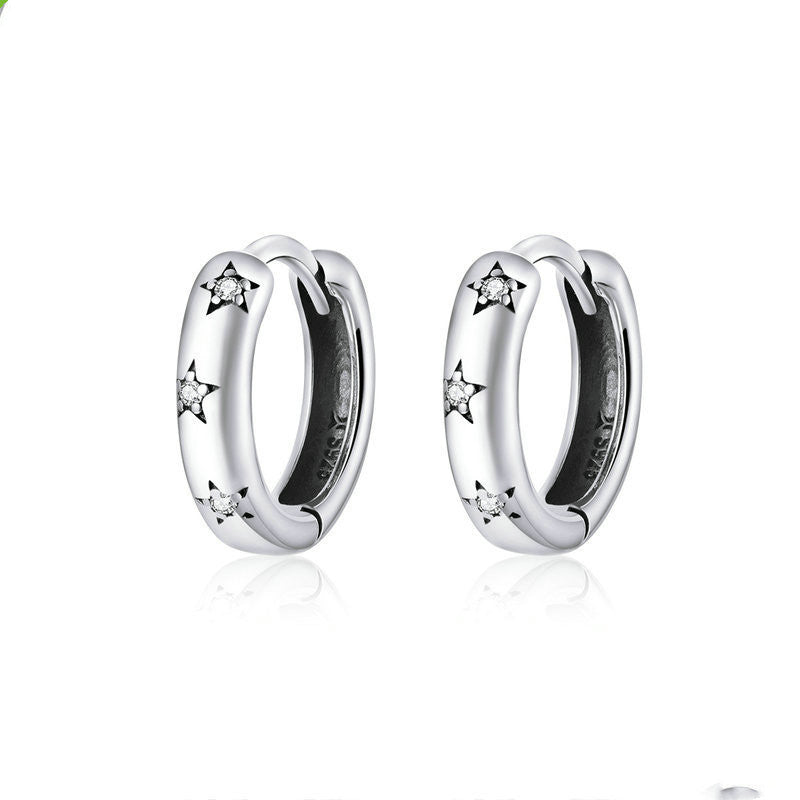 Simple And Small Sterling Silver Earrings Star Earrings