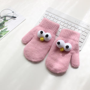 Children's Gloves For Boys And Girls With Rabbit Fur Big Eyes Gloves