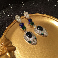 Load image into Gallery viewer, Emerald Eye Snake Earrings Temperament Dinner Earrings
