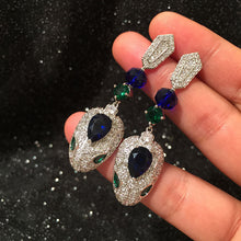 Load image into Gallery viewer, Emerald Eye Snake Earrings Temperament Dinner Earrings
