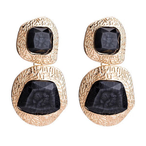 Artificial Gemstone Gold Earrings Female Retro Autumn Earrings