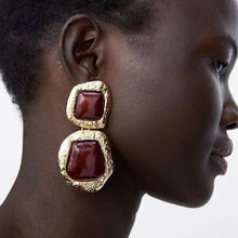 Load image into Gallery viewer, Artificial Gemstone Gold Earrings Female Retro Autumn Earrings
