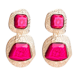 Artificial Gemstone Gold Earrings Female Retro Autumn Earrings