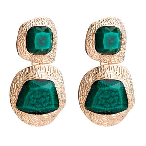 Artificial Gemstone Gold Earrings Female Retro Autumn Earrings