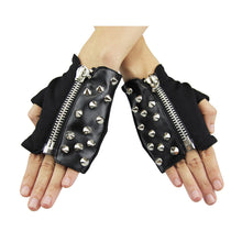 Load image into Gallery viewer, Special steam punk rock rivet zipper leather gloves
