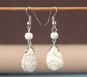 Ethnic retro simple drop water turquoise earrings hot featured texture stone earrings earrings cheap earrings
