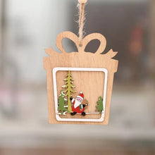 Load image into Gallery viewer, Christmas tree small pendant wooden five-pointed star bell pendant gift Christmas decoration wooden
