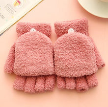 Load image into Gallery viewer, Ladies fleece flip fingerless gloves
