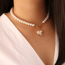 Load image into Gallery viewer, Love pearl retro necklace women
