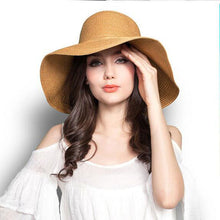 Load image into Gallery viewer, Straw Hat With Double Bow And Large Edge
