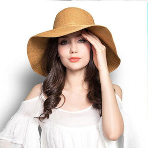 Straw Hat With Double Bow And Large Edge