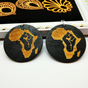 geometric African black round earrings