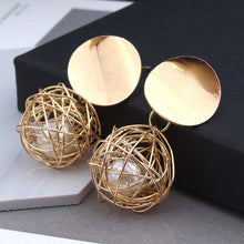 Load image into Gallery viewer, Vintage Geometric Earrings Simple Woven Ball Pearl Stud Earrings
