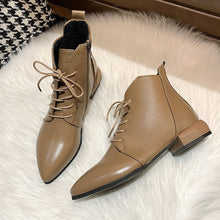 Load image into Gallery viewer, Women&#39;s Ankle Boots British Style Thick And Pointed Toe Low Heel Short Boots PU Leather Simple Comfortable
