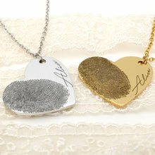 Load image into Gallery viewer, Personalized Fingerprint Necklace Custom Heart Necklace Name Necklace Memorial Gift Christmas Gift Valentines Day Gift

