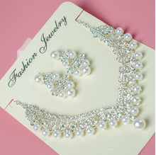 Load image into Gallery viewer, Pearl Necklace Bridal Necklace and Earring Set
