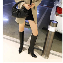 Load image into Gallery viewer, Pointed Super High Heel Thick Heel Snake Print High Boots Women Boots
