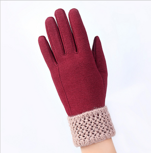 Touch screen ladies winter gloves outdoor sports cycling driving warm gloves not falling velvet gloves