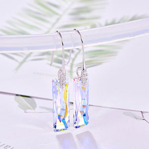Rectangular geometric crystal earrings s925 sterling silver earrings