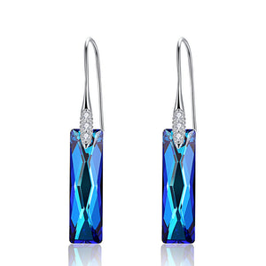 Rectangular geometric crystal earrings s925 sterling silver earrings