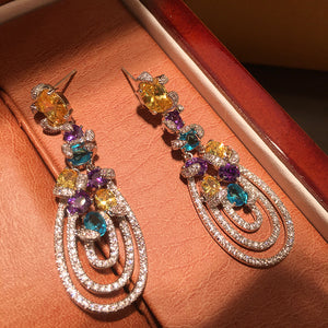 Tassel Earrings Long Drop-shaped Dinner Earrings Silver Needle Stud Earrings