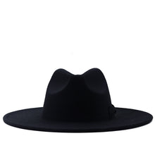 Load image into Gallery viewer, Jazz Top Hat Autumn And Winter New Men&#39;s And Women&#39;s Woolen Hats Simple Felt Big Brim Hat
