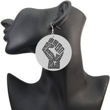 Load image into Gallery viewer, Fashion wooden printed earrings fist earrings
