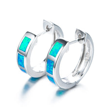 Load image into Gallery viewer, Earrings S925 Sterling Silver Rectangular White Opel Earrings
